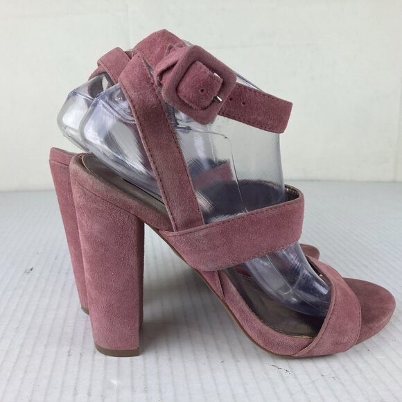 Steve Madden Womens Sz 10 Pink Dusty Rose High Block Heels Sandals Ankle Strap - Picture 4 of 8